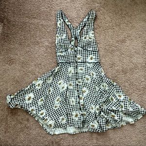 Urban Outfitters Checkered Sunflower Dress